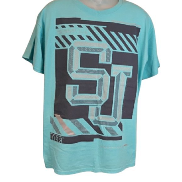 Sean John Vintage Blue Graphic Logo Tee Shirt LG Y2K Streetwear Hip Hop - Picture 1 of 8